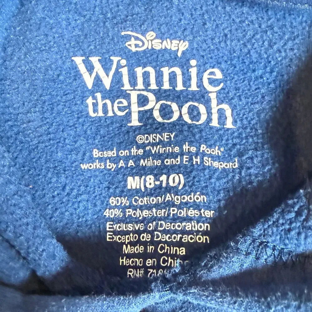 Winnie The Pooh Hoodie Youth M 8-10 Blue Pullover Graphic Piglet Sweatshirt - Picture 6 of 6